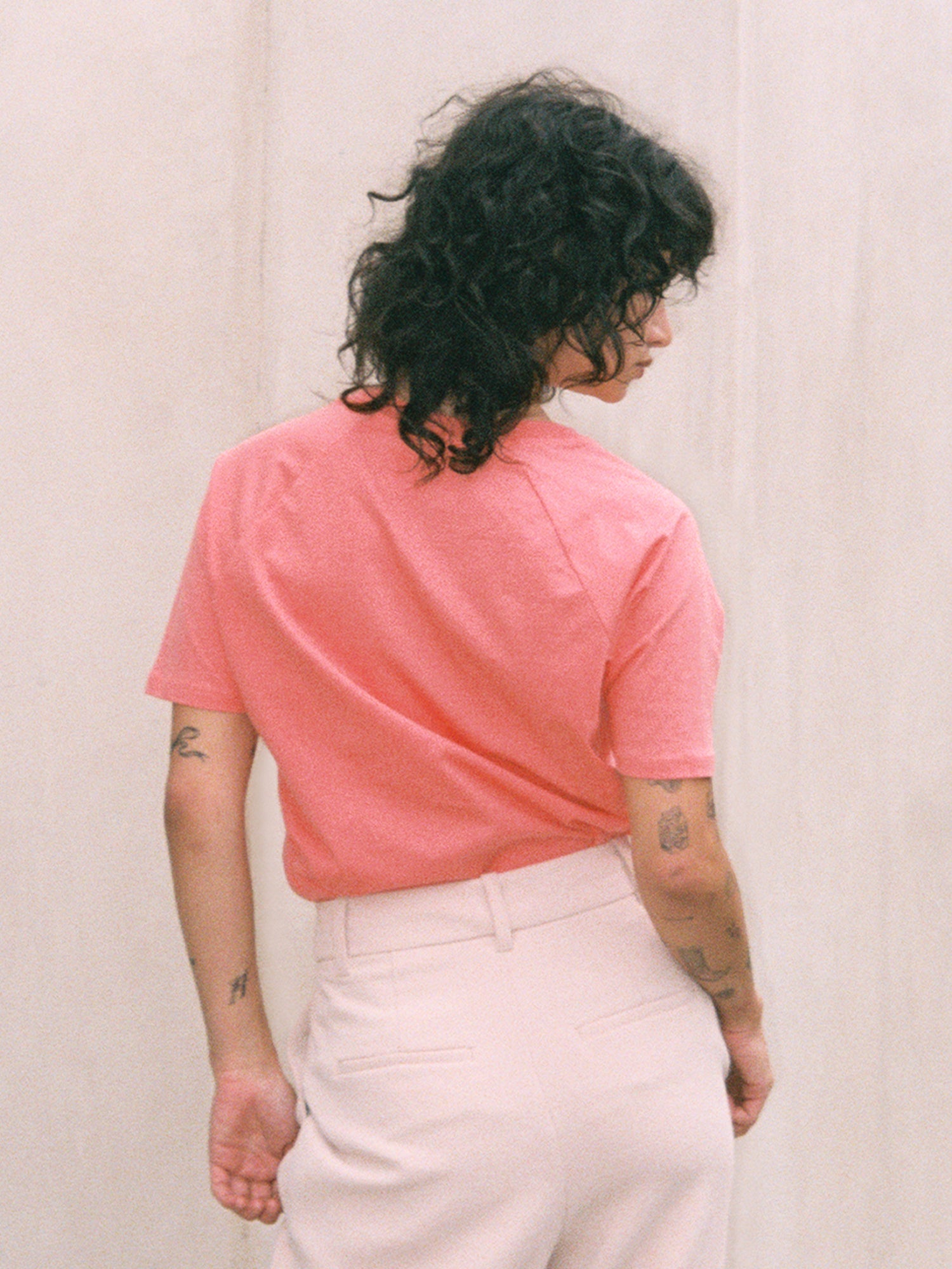 Monochrome Slim Fit Raglan T-shirt - Coral
