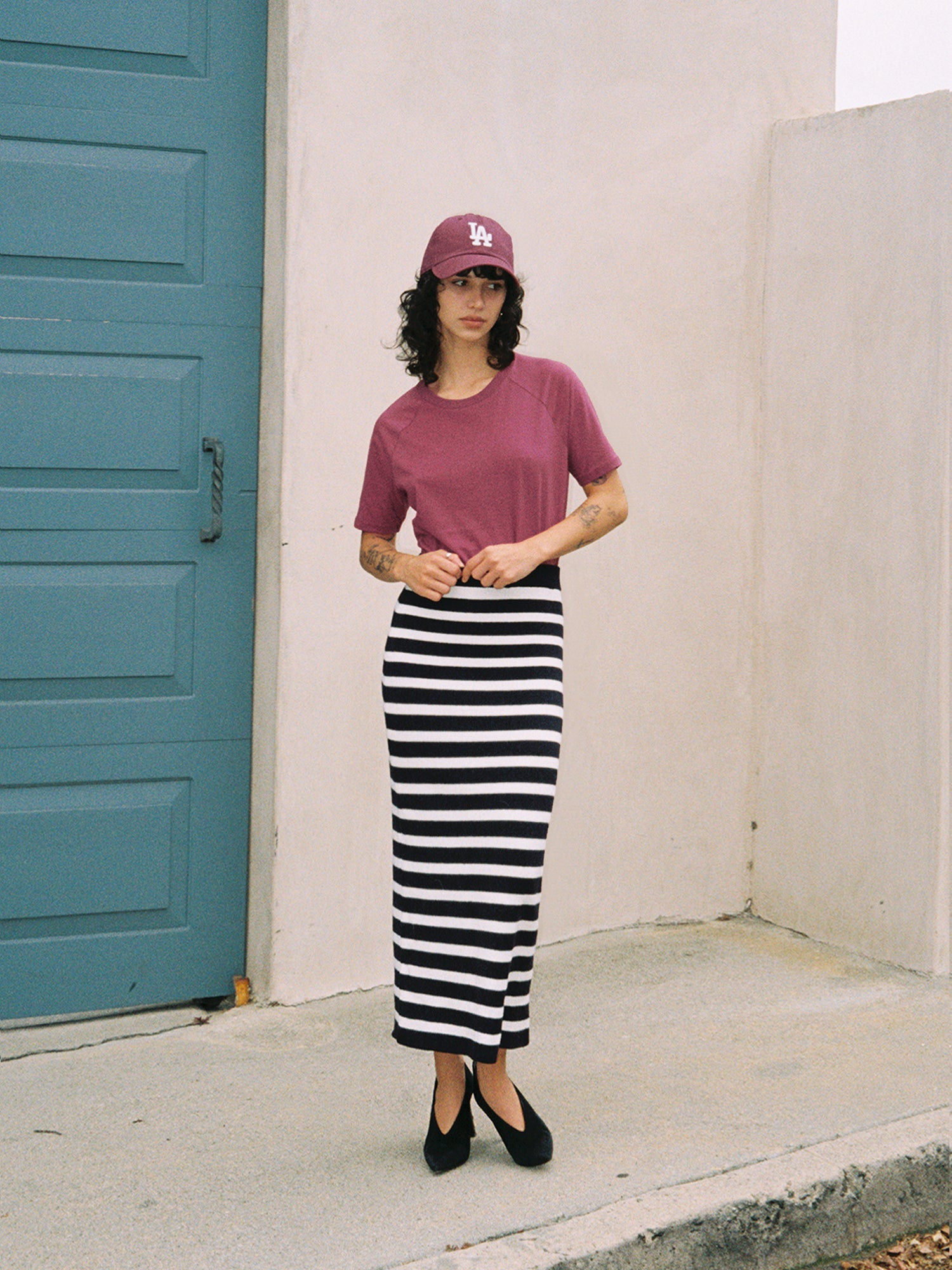 Monochrome Slim Fit Raglan T-shirt - Rouge