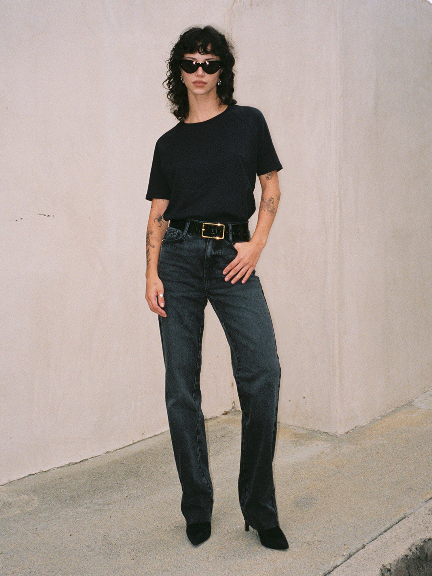 Monochrome Slim Fit Raglan T-shirt - Black