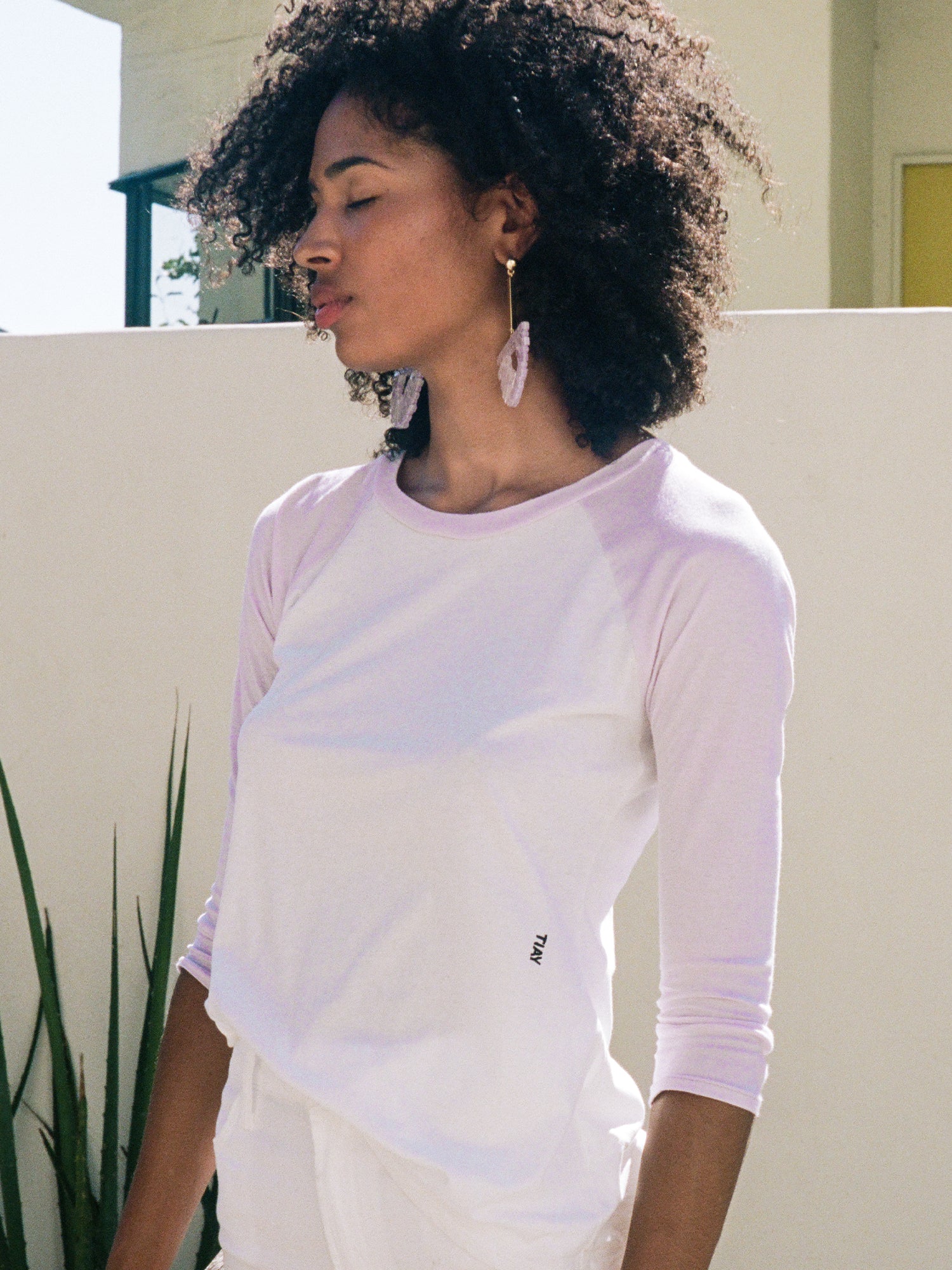 Slim Fitted Raglan Baseball T-shirt - Lavender/white