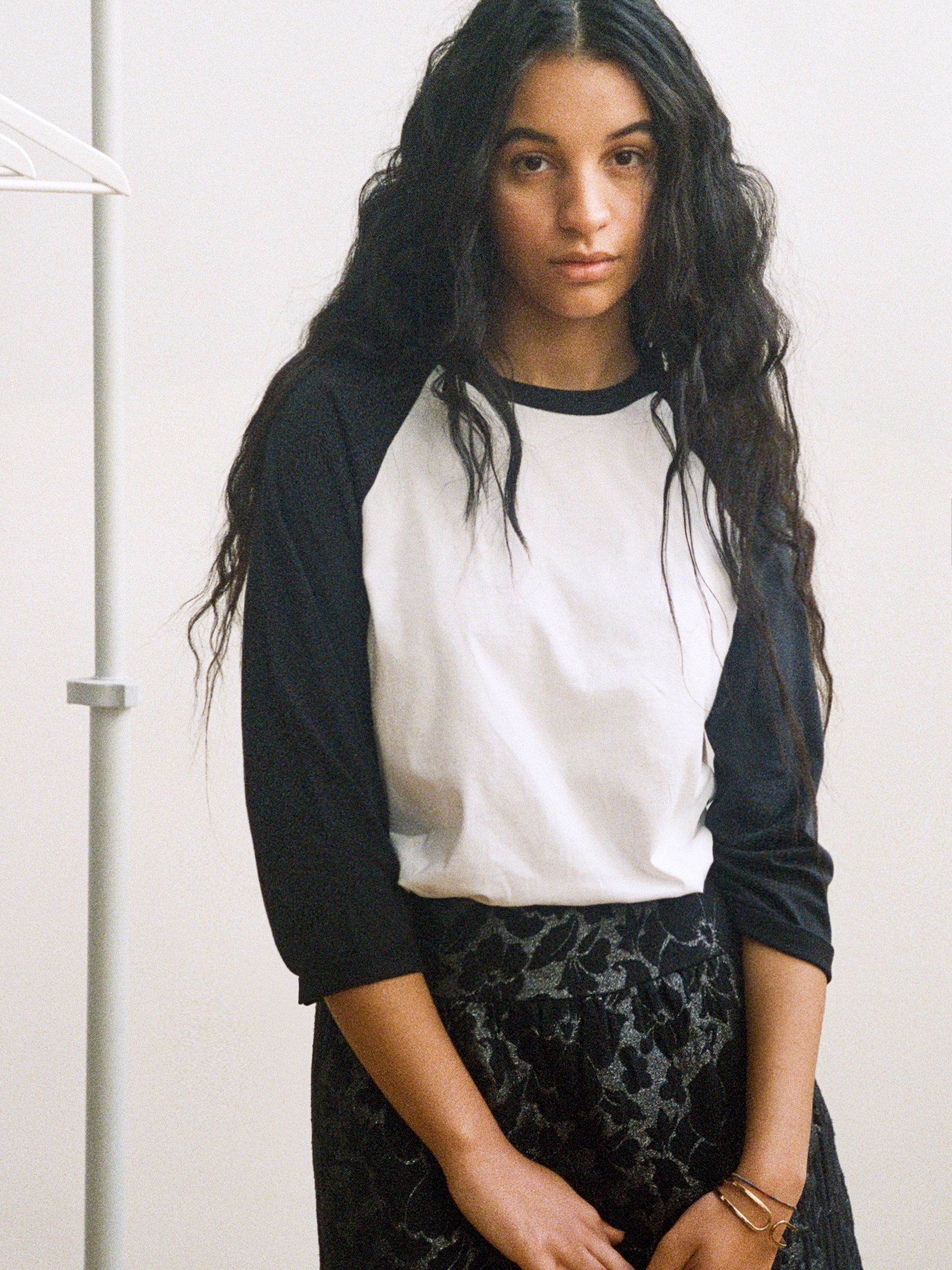 Relaxed-Fit Raglan Baseball T-shirt - Black/White