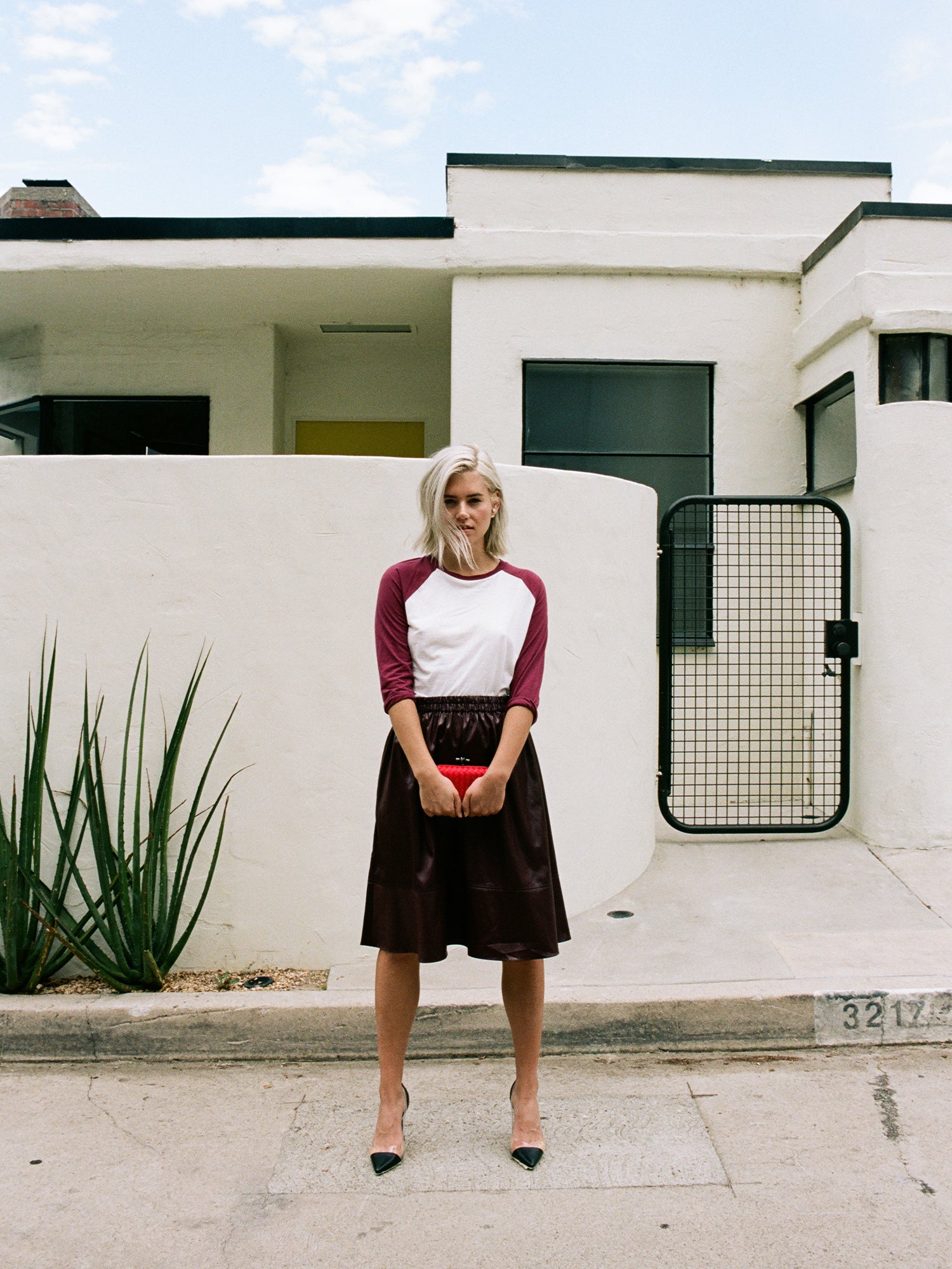 Relaxed-Fit Raglan Baseball T-shirt - Rouge/White
