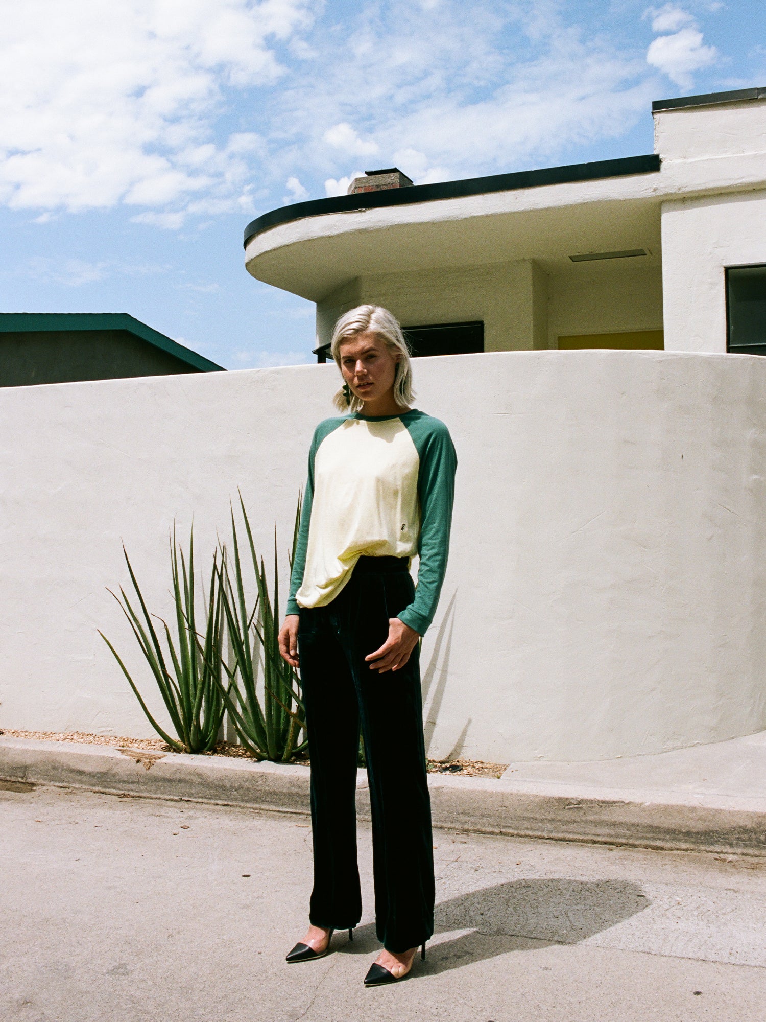 Unisex Raglan Loose Fit T-shirt - Emerald/Yellow