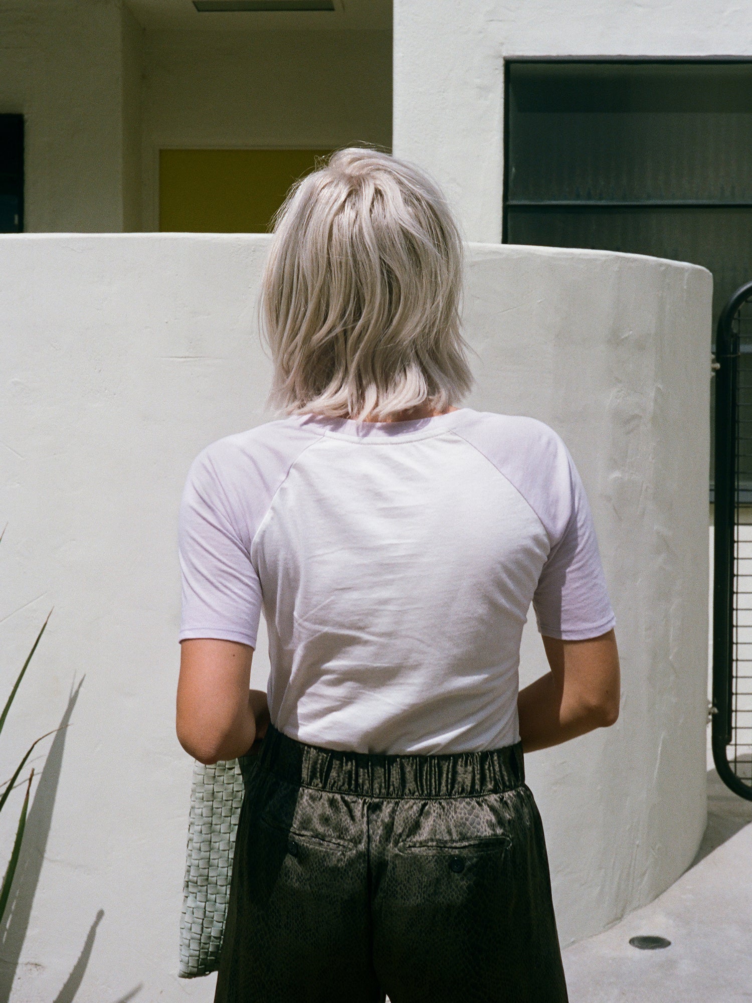 Short Sleeve Raglan Baseball T-shirt -   Lavender/White